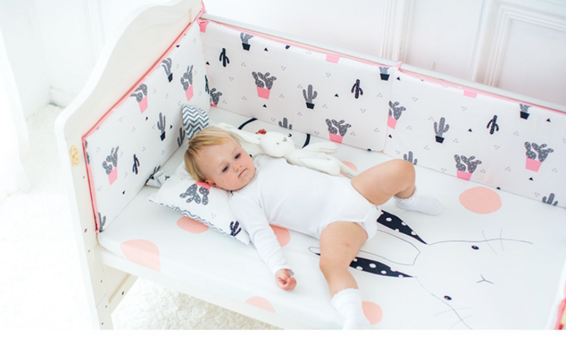 Algodão Impresso Protetor Berço para Recém-nascidos, Baby Crib Bumpers, Infantil Bumper Set, 130x30 cm