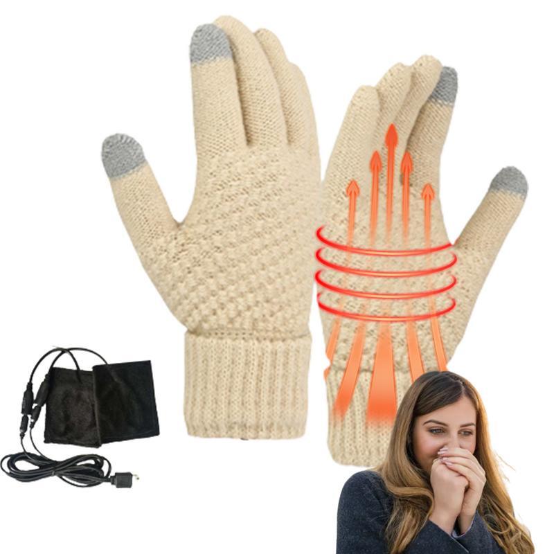 Usb Verwarmde Handschoenen Fluweel Usb Verwarming Wanten Touchscreen Winter Handen Warme Handschoenen Voor Mannen Vrouwen Vrouwen