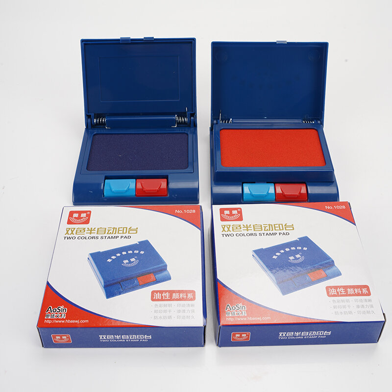 Semi-automatic Red And Blue Inkpad Water And Light Resistant Quick-dry Financial Fingerprint Stamp Office Ink Supplies