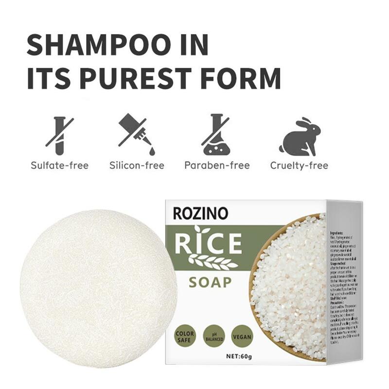 Barra de jabón de champú de arroz Original, jabón acondicionador para cabello seco, nutritivo, anticaída para el cabello, cuero cabelludo seco y cabello dañado, P1F8