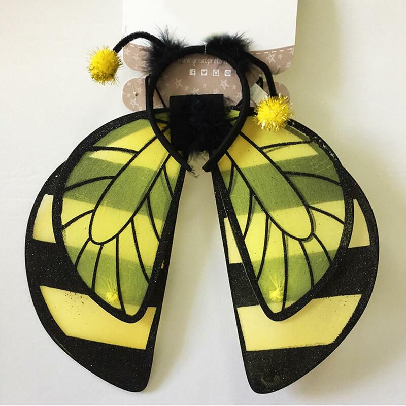 Bando sayap lebah untuk anak-anak, ikat kepala Cosplay kreatif, hiasan kepala gaun mewah untuk pesta karnaval, topeng bermain peran