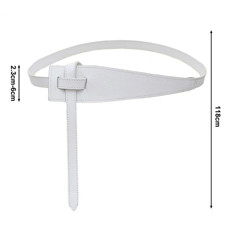 Female Faux Leather Belt Korean Style Irregular Shape Faux Leather Belt with Adjustable Knot Long Waistband for Women