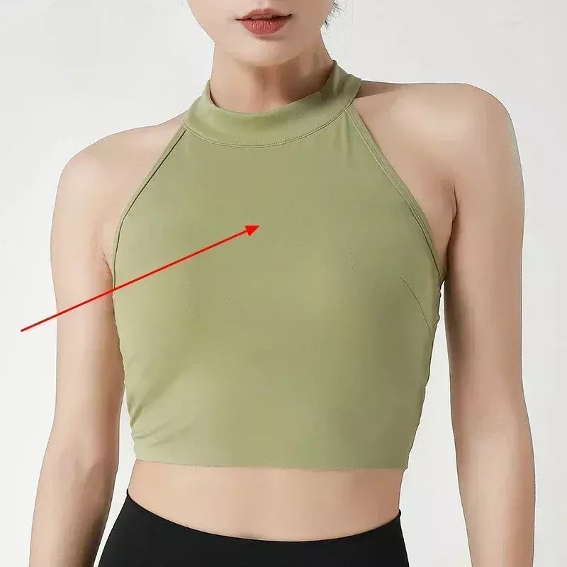 Ao Yoga Bra Sports Bra Fitness Running Anti-seismic Wear Sleeveless Yoga Clothes Beauty Back Integrated Chest Pad  Vest Top