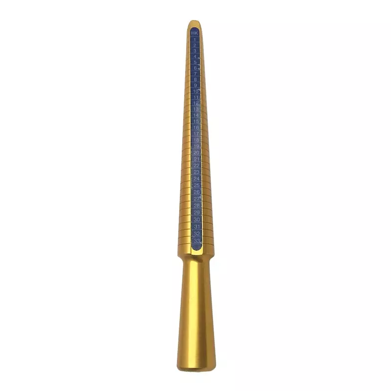 Light Weight Ring Sizing Stick Mandrel, Tamanho HK 1-33, Anel de alumínio Sizer, Ferramentas de medição de jóias