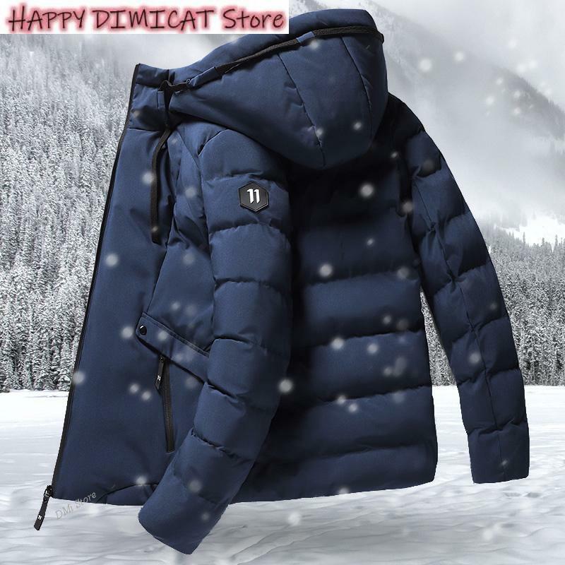 Piumini solidi da uomo M-4Xl giacca invernale moda uomo Parka con cappuccio caldo cappotto antivento maschile addensare cerniera giacche calde