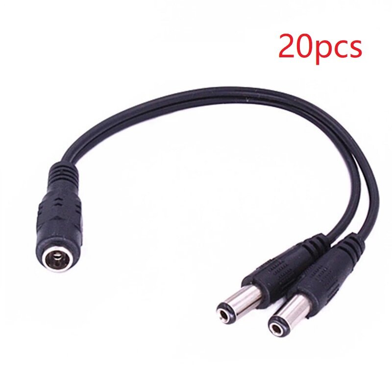 20pcs DC 1 to 2 Power Split Splitter Cable 5.5*2.1mm for CCTV Camera Security DVR