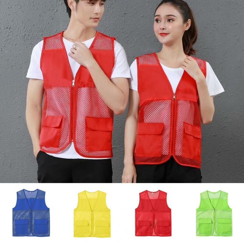 Chaleco de trabajo Popular para hombre y mujer, chaqueta transpirable con doble bolsillo, informal
