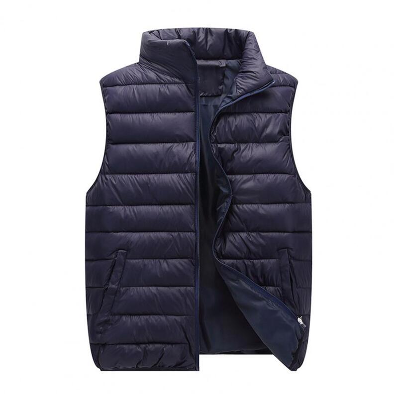 Мужской плотный жилет, зимний жилет, толстая подкладка, ветроустойчивое пальто унисекс с воротником-стойкой и застежкой-молнией на шею