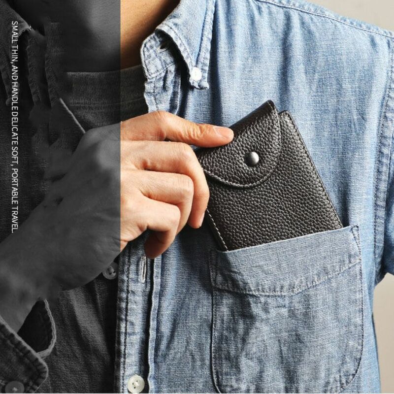 남성용 휴대용 멀티 포지션 지갑, 내마모성 단색 지갑, 초박형 내구성 카드 가방, 일상 사용