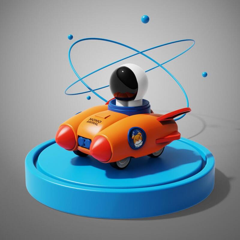 Juguete de inercia divertido para niños, coche cohete astronauta de dibujos animados con función de presionar para ir
