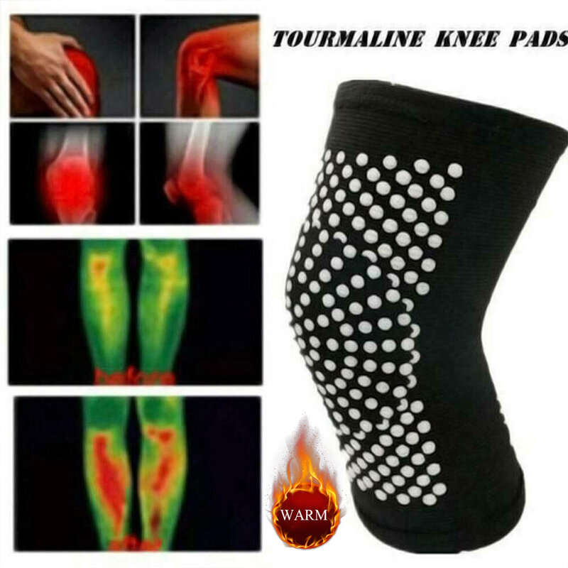 Bantalan lutut penghangat otomatis, 2 buah deker penopang lutut hangat untuk radang sendi pereda nyeri nyeri lutut magnetik penghangat kaki