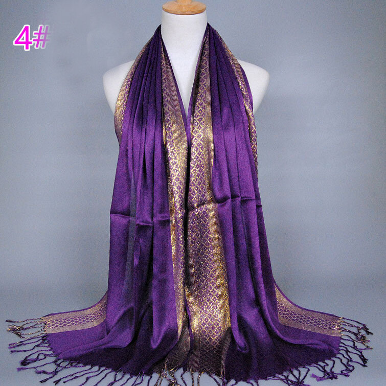 Bufanda con flecos para mujer, pañuelo Hijab musulmán de 170x60cm, chal islámico, Pashmina, Foulard