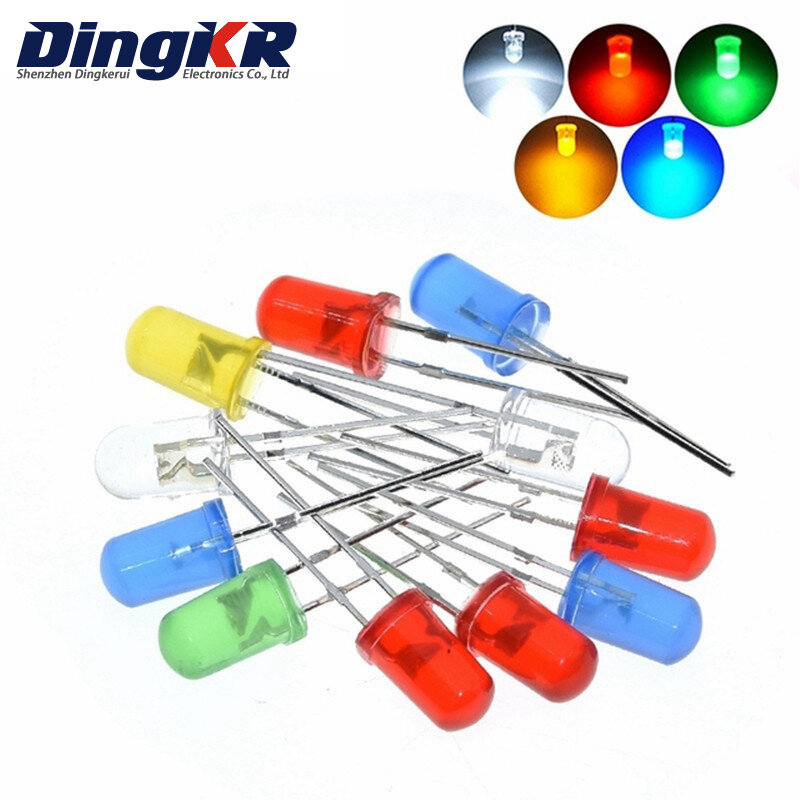 5Colors*20PCS=100PCS 5mm LED Diode Light Assorted Kit Green Blue White Yellow Red COMPONENT DIY kit new original