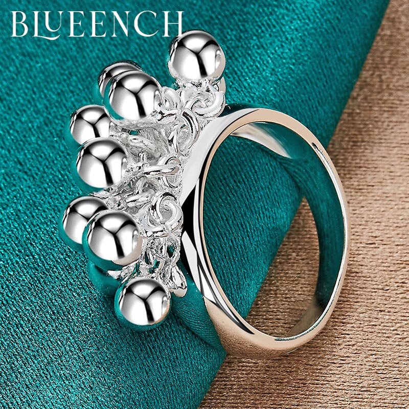 Blueench 925 Sterling Zilveren Bal Kraal Paddestoel Ring Voor Vrouwen Party Wedding Fashion Glamour Sieraden