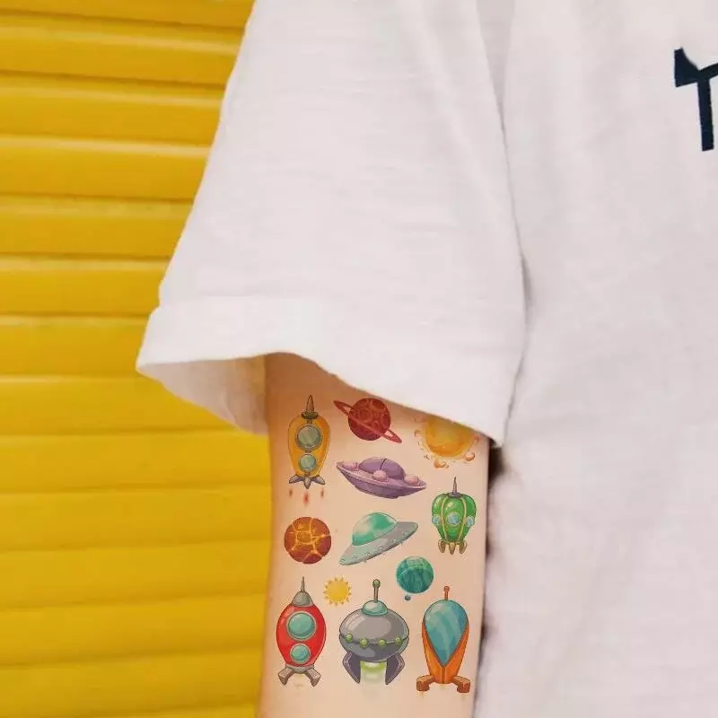 Pegatinas de Tatuajes falsos de 10 piezas para niños, Tatuajes Temporales de dibujos animados para niños, manos, brazo, bricolaje, arte corporal, Tatuajes Temporales Dla Dzieci