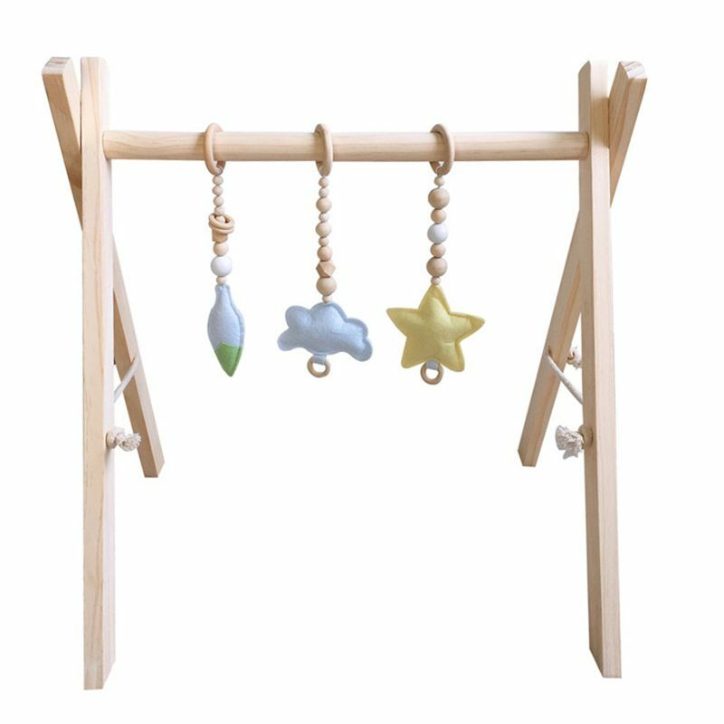 97BE 木製フィットネスラックハンギングペンダントセット幼児ベビージム遊びおもちゃ装飾