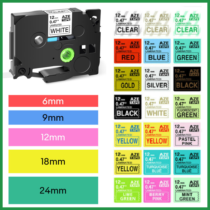 ブラザーと互換性のあるラベルテープ231,631,221,または12mm,241および251用のラベルテープ