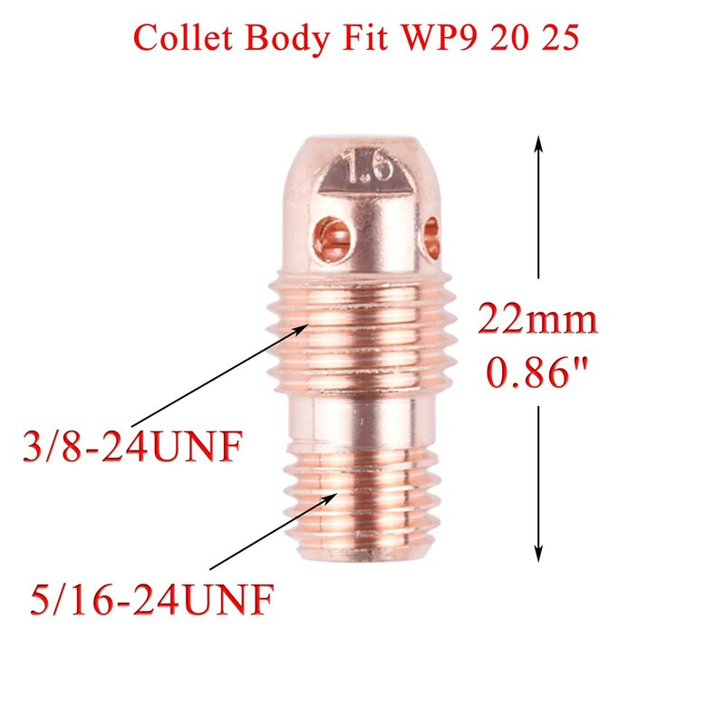 10 to 20Pcs 1.0/1.6/2.4/3.2mm TIG Collet And Collet Body 13N21 13N22 13N23 13N24 13N26 13N27 13N28 13N29 For TIG WP9 20 25 Torch