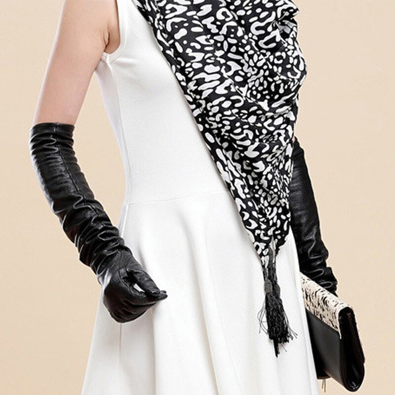 Multifunctional PU Leather Long Gloves Different Uses Women Long PU Leather Gloves Fineworkmanship