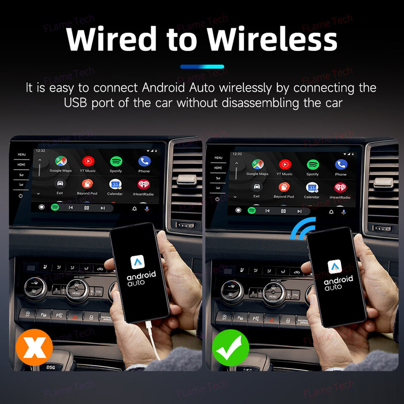 Terbaru Mini Body Android Auto adaptor nirkabel Smart AI Box mobil OEM kabel Android Auto ke USB nirkabel Dongle untuk SamSung XiaoMi