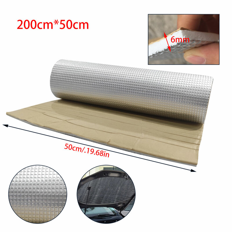 Thermal Insulation For Cars Thick 6mm Aluminum Foil Muffler Cotton Auto Soundproofing Dampening Foam For Cars Isolation Mat
