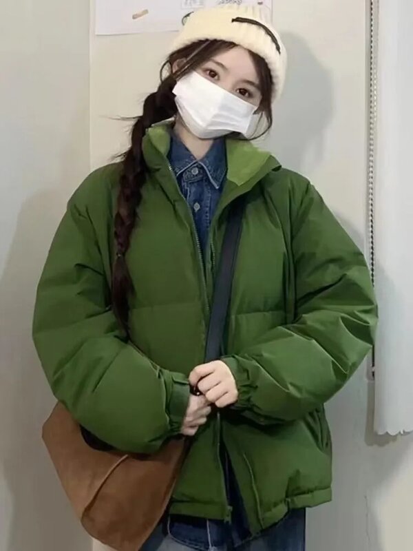 Mantel bulu angsa wanita, mantel katun longgar pasangan tebal versi Korea musim gugur dan dingin