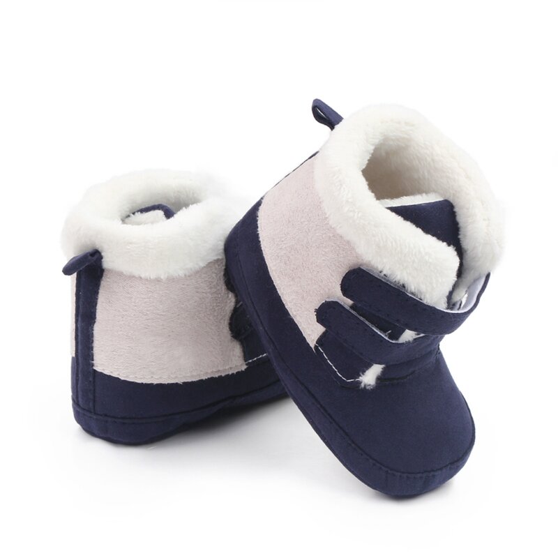 Zapatos gruesos de felpa para bebé recién nacido, botines de algodón antideslizantes, botas cálidas suaves para primeros pasos, de invierno