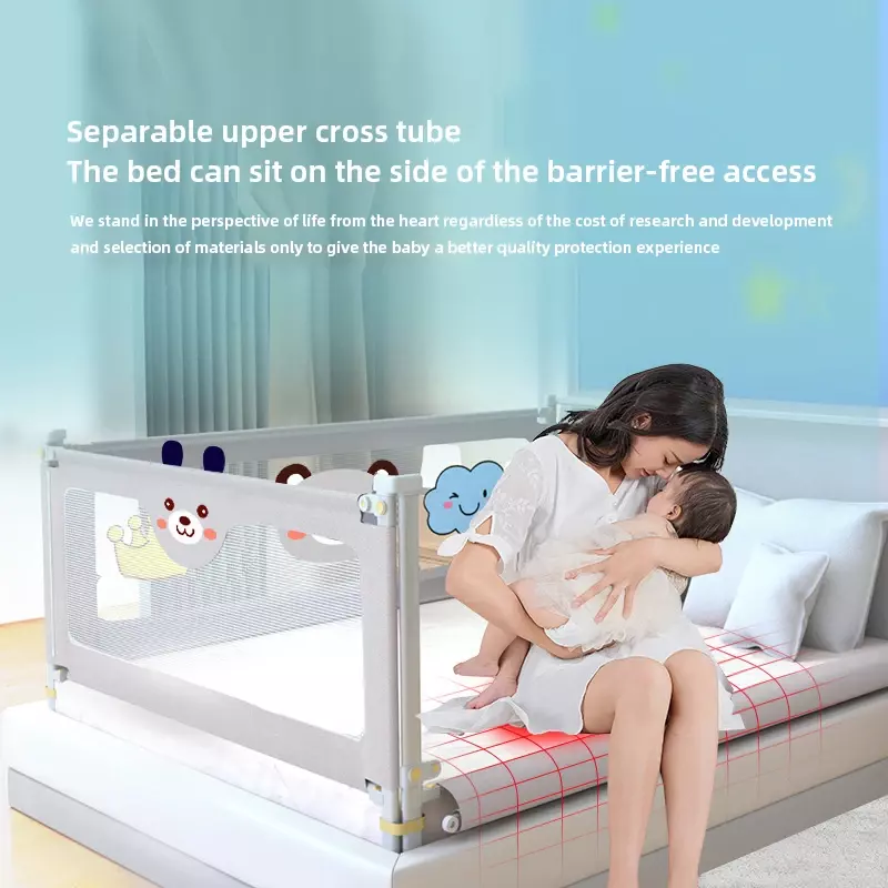 Imbaby เตียงนอนแบบยกได้ราวนิรภัยสำหรับเตียงความปลอดภัยของเด็กที่แข็งแรงทนทานป้องกันเปลรั้วกั้นได้