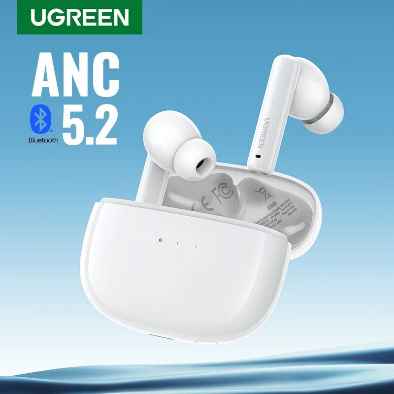 UGREEN-HiTune T3 ANC 무선 TWS 블루투스 5.2 이어폰 헤드셋, 액티브 노이즈 캔슬링, 인이어 마이크, 핸즈프리 전화 이어 버드