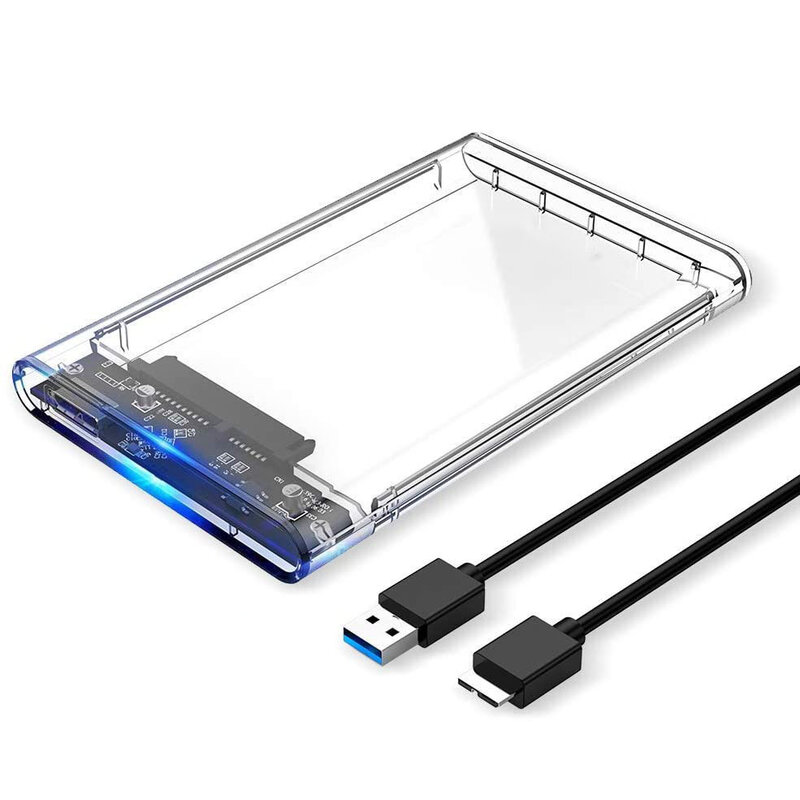 USB 3.0 الخارجية القرص الصلب الضميمة 2.5 بوصة SATA إلى USB3.0 UASP واضح المحمولة القرص الصلب حالة 2T HDD أداة خالية شفافة