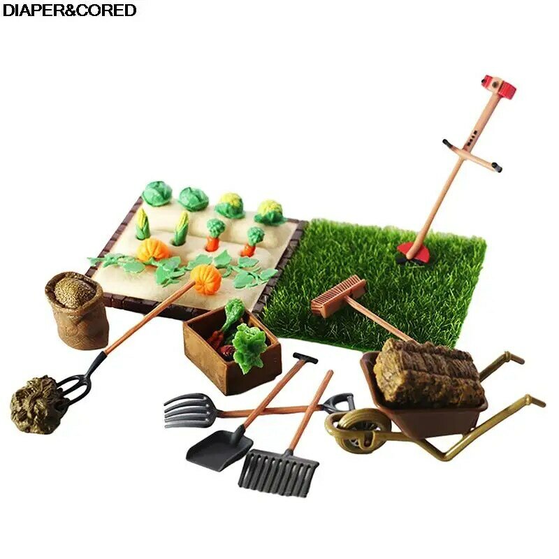 1 zestaw miniaturowych narzędzie rolnicze łopata ogrodnicza grabi dla kosiarka do trawy Model warzyw do sadzenia na zewnątrz