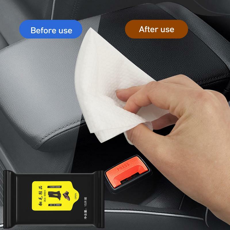 Interior Car Leather Wipes 15pcs Heavy Duty Boot Shoe Stain Removal Multifunctional Cleaning Wipes With UV Protection For Home