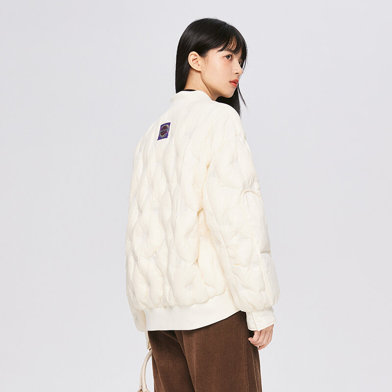 Semir para baixo jaqueta feminina mid-length design gola de beisebol solto 2022 inverno novo casaco retro moda
