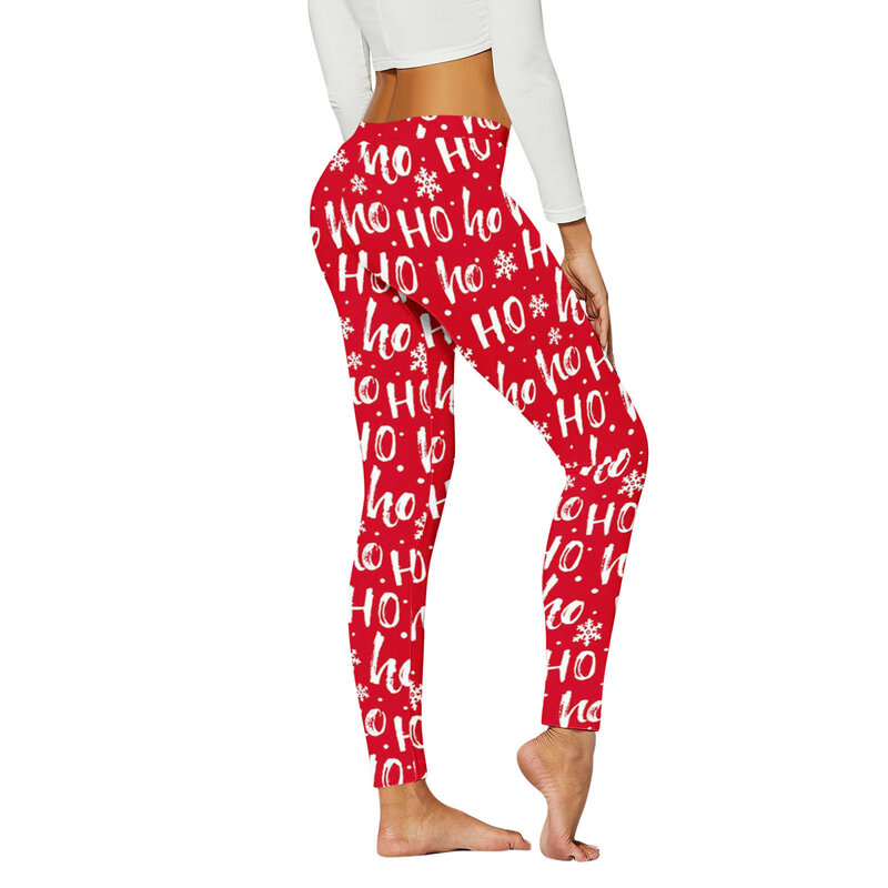 Женские леггинсы со средней посадкой и рождественским принтом, штаны для фитнеса и йоги, удобные стройнящие леггинсы, костюм, 2024