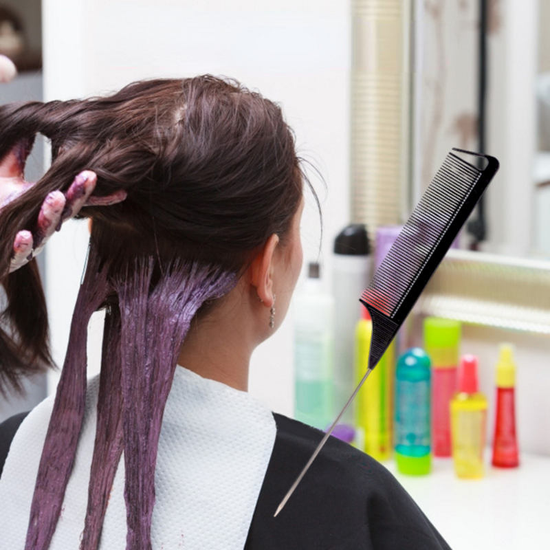 Sisir rambut ekor runcing profesional anak-anak sikat pewarna rambut antistatis sisir jarum baja Aksesori penata rambut Salon