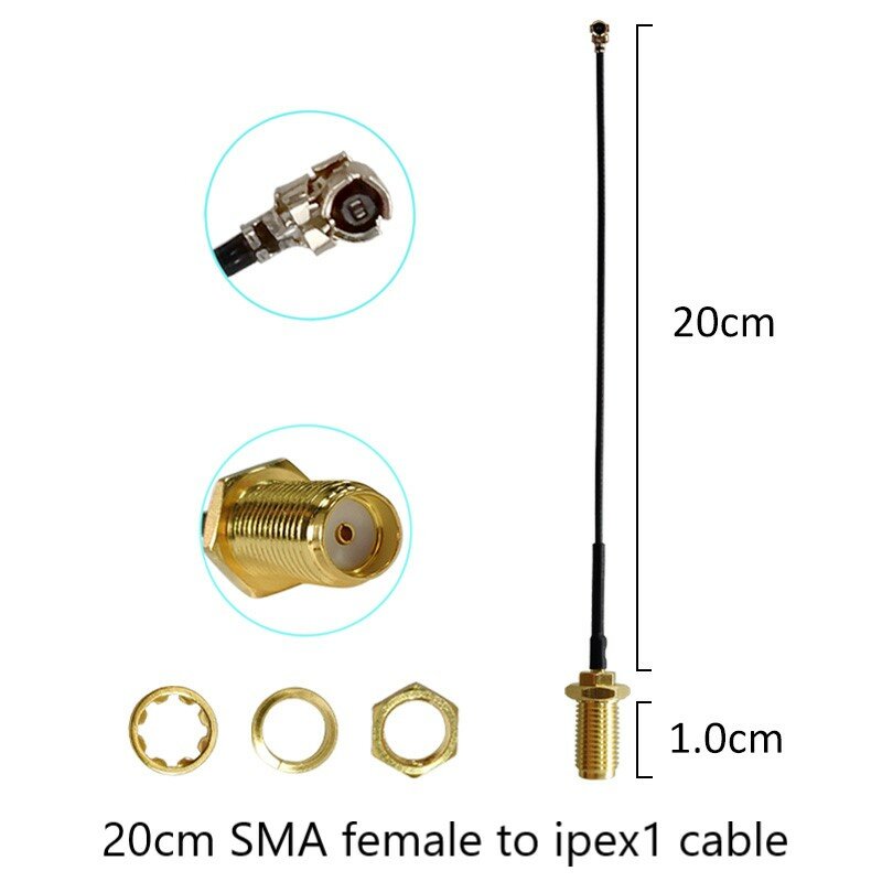 Antene ipex 1 SMA 600 câble d'extension en queue de over, Wi-Fi WLAN mâle, module iot, routeur intelligent pour la maison, 5 pièces, 2.4 mesurz, 3dbi