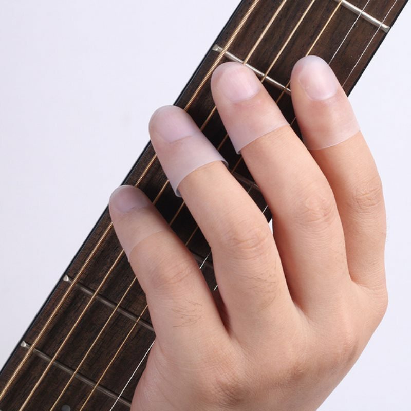 Pelindung Ujung Jari Gitar Tangan Kiri, Penutup Pelindung Silikon Ultra-tipis 4 Buah