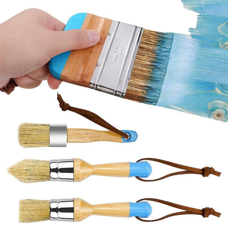 Chalk Paint Brush Set para Pintura e Enceramento de Móveis, Projetos DIY, Sem Linting ou Derramamento, Multi-Purpose, 4pcs