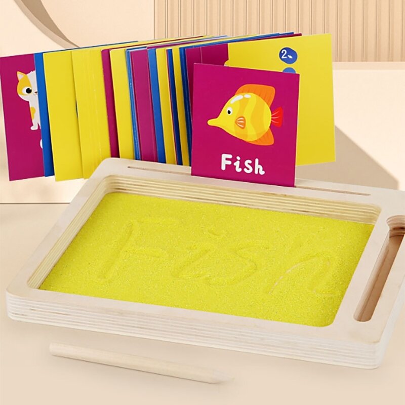 Sand Tray Drawing Board for Kids Letters&Numbers Learning with Pen Card Set Educational Writing Painting for Toddlers