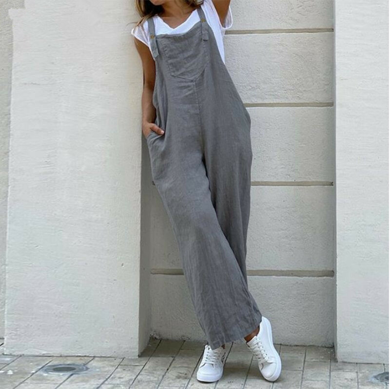 Women's Strap Solid Long Jumpsuits Women Solid Sexy Streetwear Casual Rompers Overalls