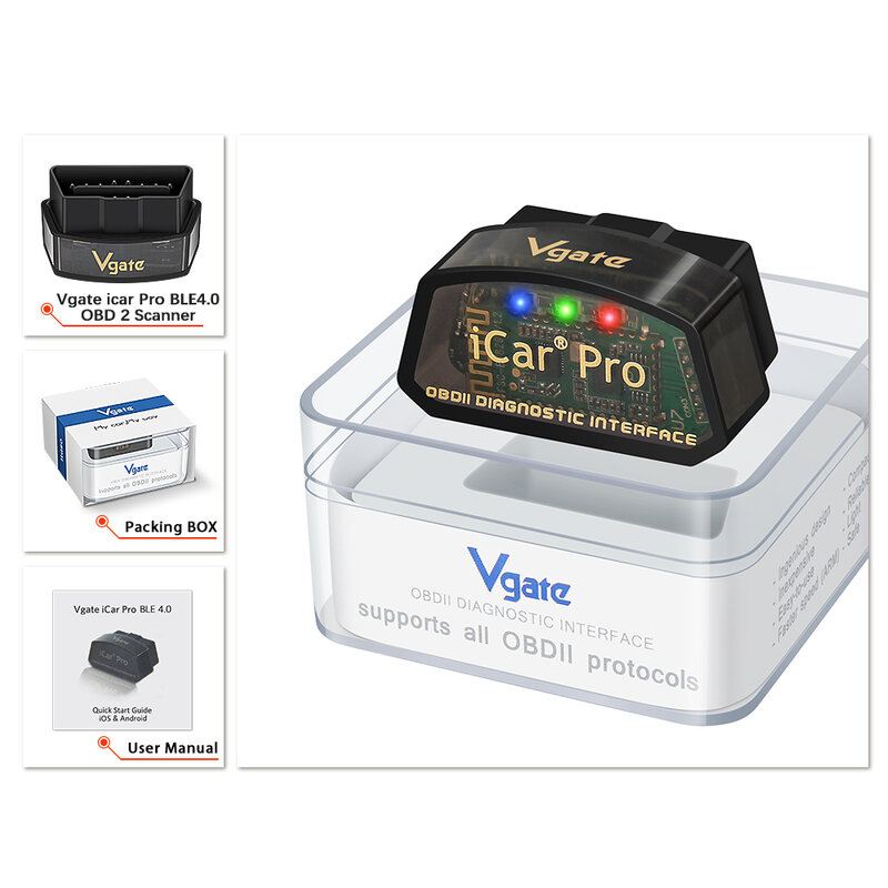 Vgate Icar Pro Elm327 V2.3 Obd 2 Obd2 Auto Diagnostische Hulpmiddelen Wifi Bluetooth 4.0 Voor Android/Ios Bt3.0 Voor Android Odb2 Auto Scanner
