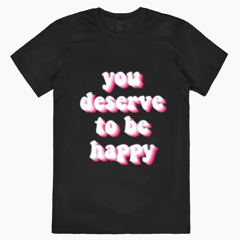 Be Happy-T-Shirt à Manches Courtes et Col Ras du Cou pour Femme, Haut Décontracté avec Lettres Créatives, Vêtements de Printemps et d'Été, 2024