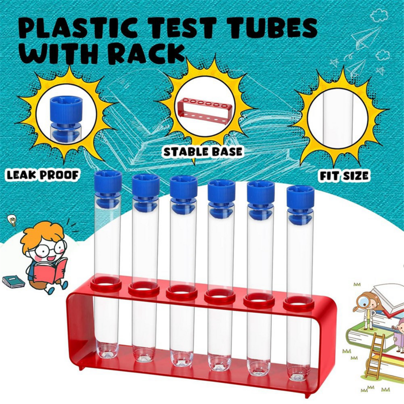 رف أنابيب اختبار بلاستيكية شفافة ، حامل 6 فتحات ، ديكور حفلات ، 15 × ، مجموعة واحدة