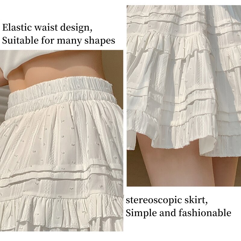 Falda corta de capas Kawaii para mujer, ropa Y2k, moda coreana, Vintage, cintura alta, blanco y negro, minifaldas de tenis para mujer