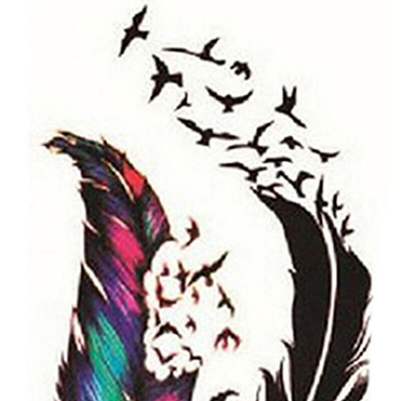 Temporäre Tattoo Aufkleber temporäre wasserdichte Körper kunst Tattoo gefälschte Vogel Wind Goosey Feder Tattoos Lippen druck Arm Ärmel Tattoo w