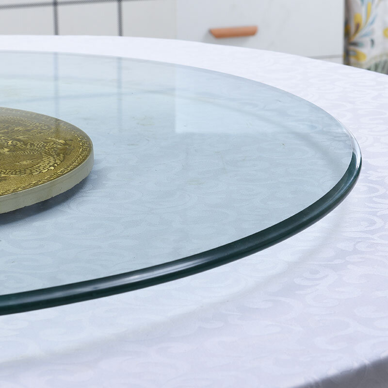 HQ GL01 Tempered Glass Top 70CM/80CM/90CM Lazy Susan with Glass Turntable Swivel Plate for Dining Table