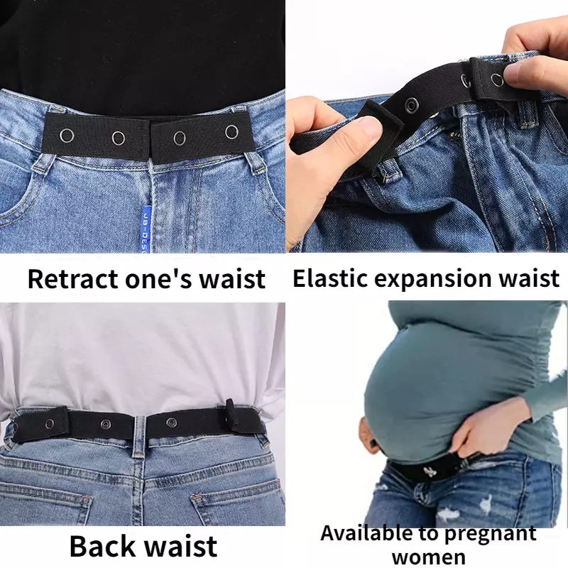 حزام جينز غير مرئي بدون مشبك للرجال والنساء ، بدون مشبك ، مرن ، سهل ، تمدد ، بدون مشاحنات