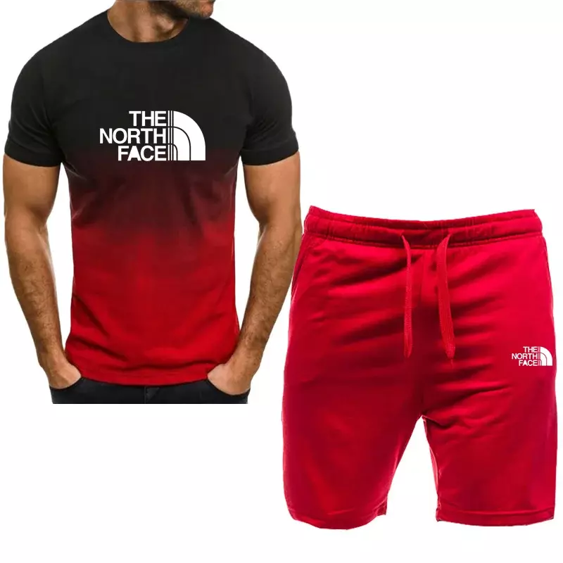 Мужской спортивный костюм из двух предметов, Повседневная футболка с коротким рукавом и шорты, лето 2024