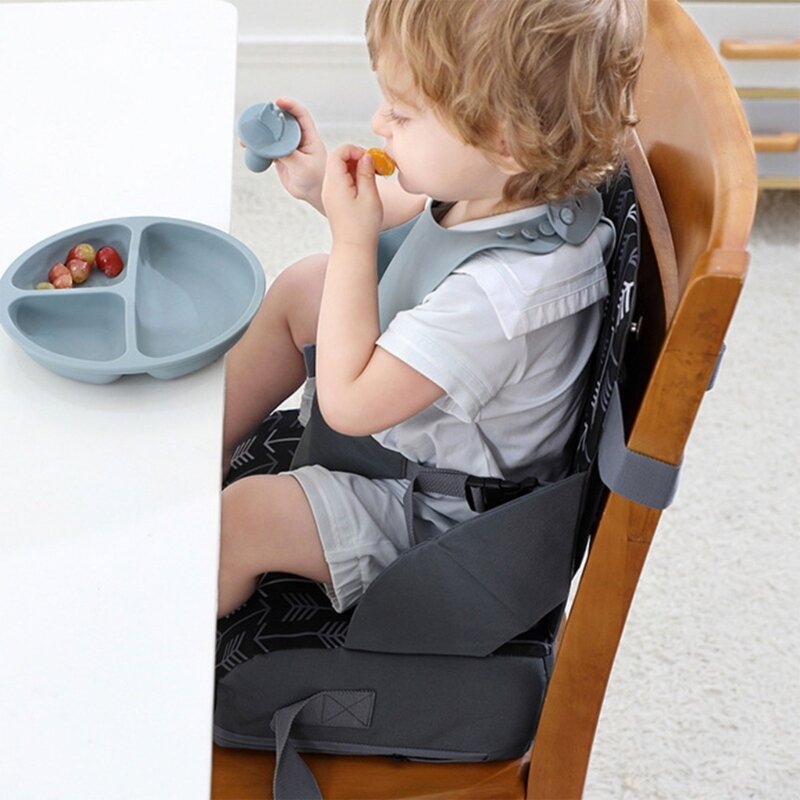 K5DD Odpinane foteliki podwyższające dla małych dzieci paskiem do krzeseł do jadalni, poduszka zwiększająca miękka wygodna