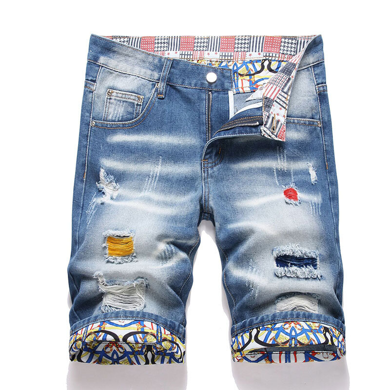 2024 Summer New Fashion Mens Ripped Short Jeans Brand Clothing Bermuda Cotton Shorts Breathable Denim Shorts